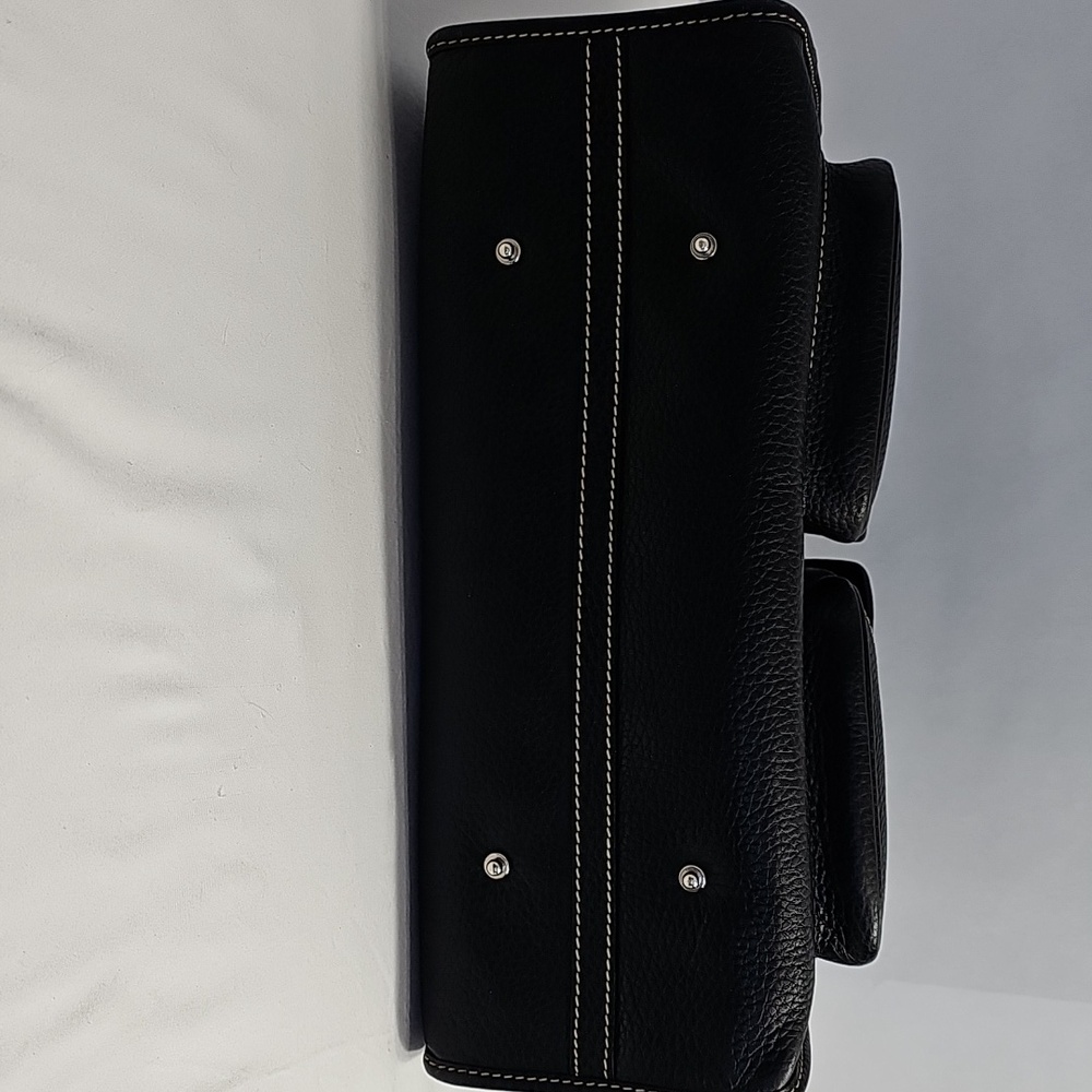 DOONEY & BOURKE Black Leather Double Pocket Tote Satchel Shoulder & Coin‎ Bag - Picture 13 of 16